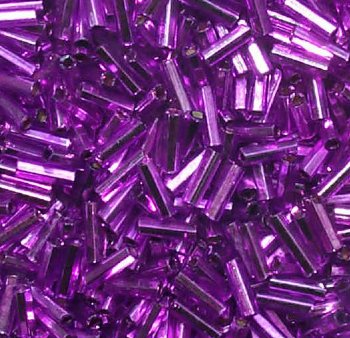 50g #3 Silver Lined Violet Mauve Bugle Beads