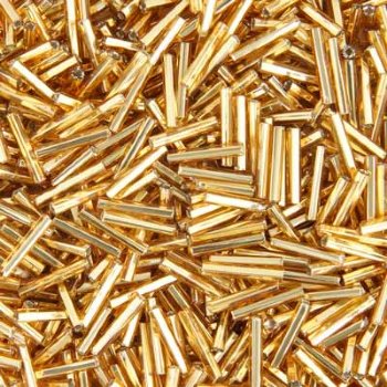 50 Grams of #5 Silverlined Gold Bugle Beads