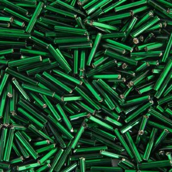 50 Grams of #5 Silverlined Green Bugle Beads