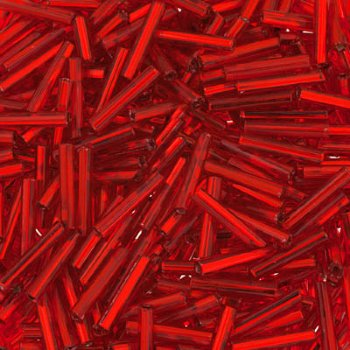 50 Grams of #5 Silverlined Light Red Bugle Beads