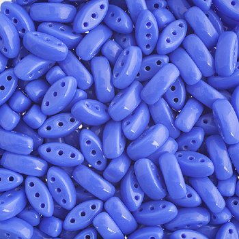 50, 8x3mm Opaque Blue 3 Hole Czech Glass Cali Beads