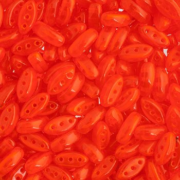 50, 8x3mm Red Amber Opal 3 Hole Czech Glass Cali Beads