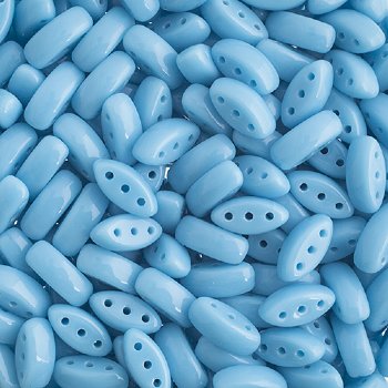 50, 8x3mm Opaque Turquoise Blue 3 Hole Czech Glass Cali Beads