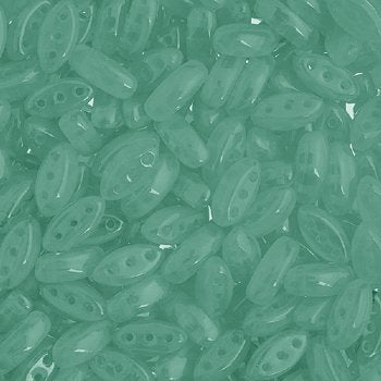 50, 8x3mm Green Opal 3 Hole Czech Glass Cali Beads