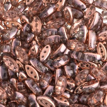 50, 8x3mm Crystal Copper Capri Duplex 3 Hole Czech Glass Cali Beads