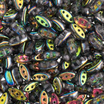 50, 8x3mm Crystal Vitrail Duplex 3 Hole Czech Glass Cali Beads