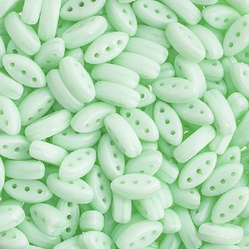 50, 8x3mm Mint Green Silk 3 Hole Czech Glass Cali Beads