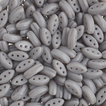 50, 8x3mm Grey Silk 3 Hole Czech Glass Cali Beads