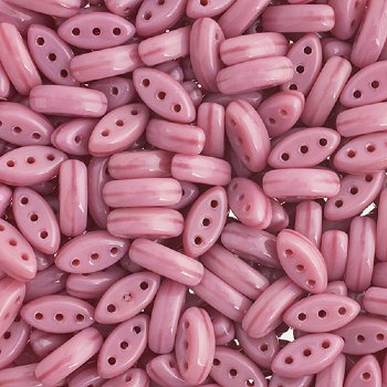 50, 8x3mm Pink Silk 3 Hole Czech Glass Cali Beads
