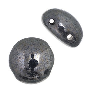 22, 8mm Opaque Jet Travertine Glass Candy Beads
