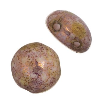 22, 8mm Opaque Pink Terracotta Lustre Glass Candy Beads