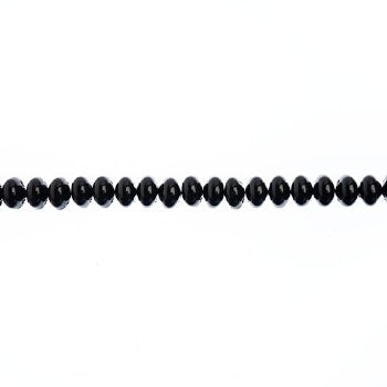 44, 4x6mm Black Candy Oval Glass Beads