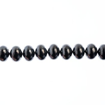 28, 6x8mm Hematite Candy Oval Glass Beads