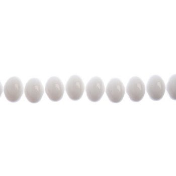 28, 6x8mm White Alabaster Candy Oval Glass Beads