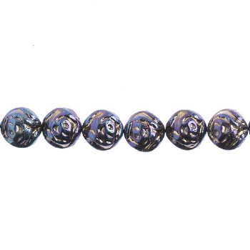 22, 8mm Opaque Blue Iris Two Hole Candy Rose Beads