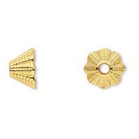 20 8x5mm Bright Gold Corrugated Bead Caps