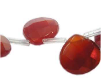 1, 16x16mm Faceted Carnelian Flat Teardrop Bead