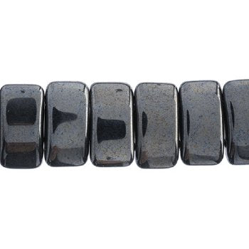 15, 9x17mm Jet Hematite Full Coat Two Hole Glass Carrier Beads