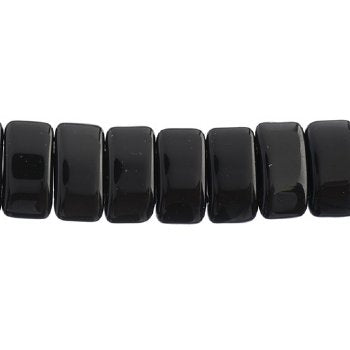 15, 9x17mm Opaque Black Two Hole Glass Carrier Beads
