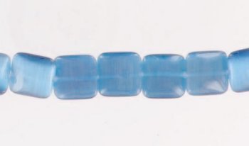 20 9x10mm Light Aqua Fiber Optic Puffed Squares