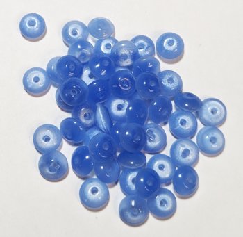 40 3x6mm Light Sapphire Fiber Optic Rondelles