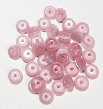 40 3x6mm Pink Fiber Optic Rondelles
