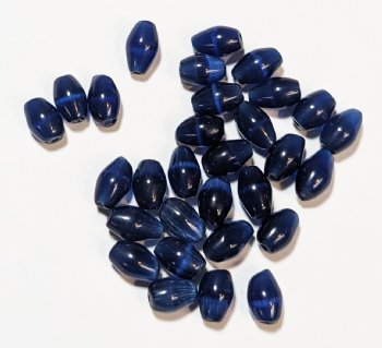 30 6x4mm Navy Fiber Optic Oval Beads