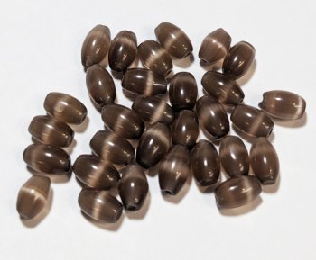30 6x4mm Smoke Topaz Fiber Optic Oval Beads