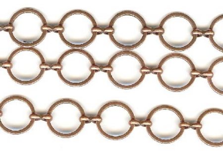 1 Foot 12mm Antique Copper Plate Round Chain with Figure-8 Link