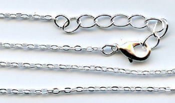 1 18 inch 1.5mm Silver Plated Cable Chain Necklace with Extdender