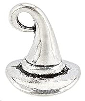 1, 11mm x 11mm Antique Silver Witch Hat Charm / Pendant