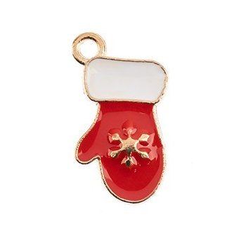 1, 19x10.5mm Gold Sweet & Petite Enameled Mitten Holiday Charm