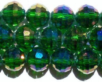 21 10mm Faceted Round Transparent Emerald AB Chinese Crystal Beads