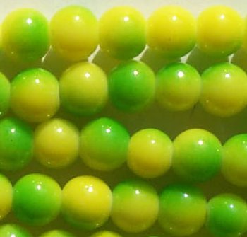 66 6mm Round Two Tone Neon Yellow & Green Chinese Crystal Beads