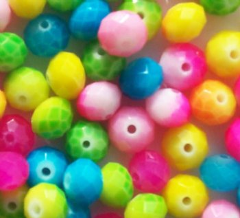 35 6x8mm Faceted Neon Mix Chinese Crystal Donut Beads
