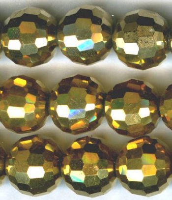 27 8mm Faceted Round Metallic Gold Chinese Crystal Beads