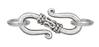5 Sets of 20x10mm Antique Silver Bali-Style S Clasps