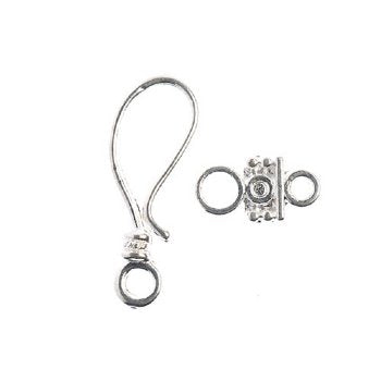 Set of 5, 24mm Silver Plated Hook and Eye Clasps