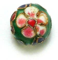 4 14mm Green Cloisonné Rounds