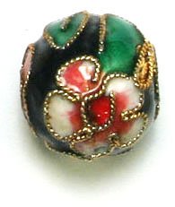 4 14mm Black Cloisonné Rounds