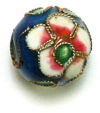 4 14mm Blue Cloisonné Rounds
