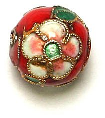 4 14mm Red Cloisonné Rounds