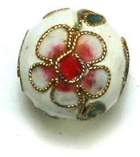 4 14mm White Cloisonné Rounds
