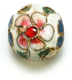 4 16mm White Cloisonné Rounds