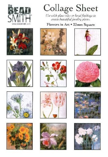 1 Sheet of 23mm Square Collage Images - Flowers In Art