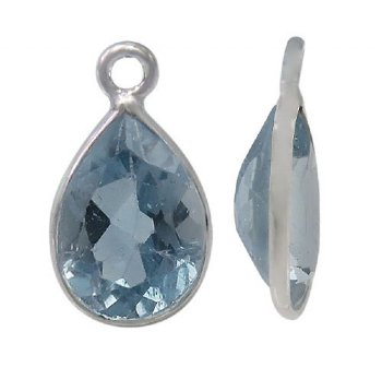 1 14x8mm Faceted Blue Topaz and Sterling Silver Teardrop Pendant