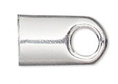 20, 5x5x3.5mm Silver Plated Glue On Cord Ends With Loop