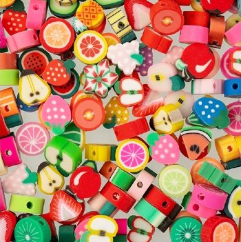 60 pcs of Mixed Fruit Shape Polymer Clay Beads