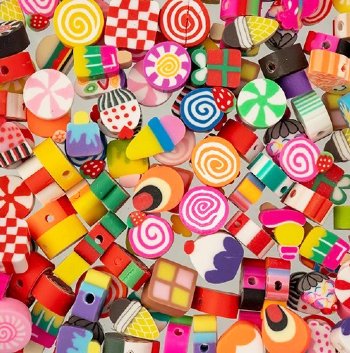 60 pcs of Mixed Candy Shape Polymer Clay Beads
