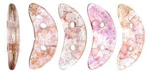 10 Grams 3x10mm Transparent Topaz Pink Lustre CzechMates Crescent Glass Beads
